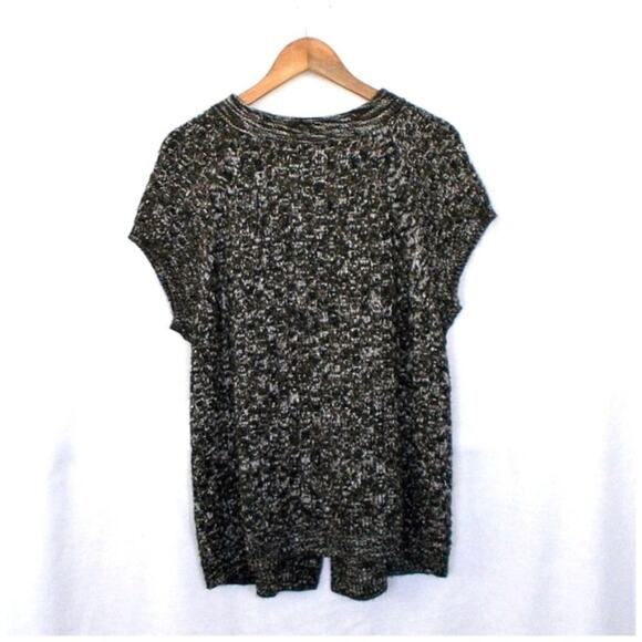 Kim Rogers Brown & White Knit Sleeveless Sweater Cardigan Sz XL - Picture 2 of 6